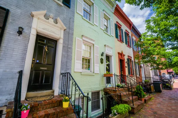 a colorful series of town houses